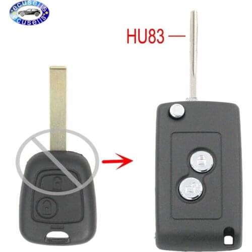 2 Button Modified Flip Remote Key Shell Case Fob Blade with Groove HU83 For Citroen C1 C2 C3 Pluriel C4 C5 C8 Xsara Picasso