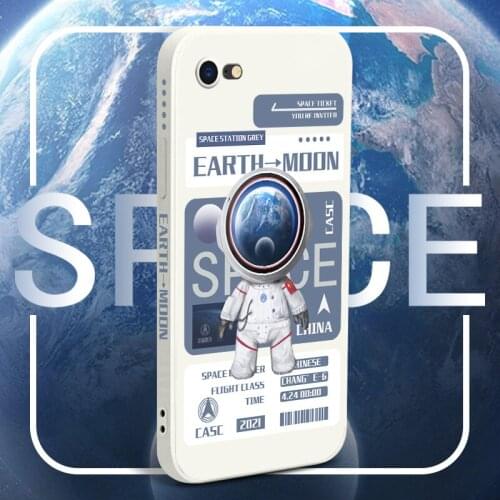 Traveling Astronaut Phone Case For iPhone 8 8Plus 7 7Plus SE2020 Plus Liquid Silicone Cover