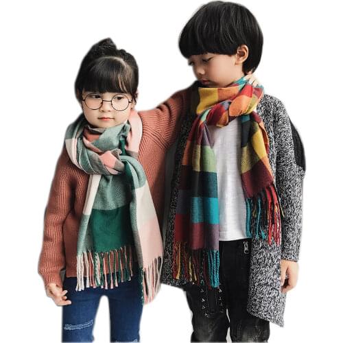 Childrens Scarf family look Matching outfits Mother Kids Warm Neck Wear Thick Plaid Boys Girls Autumn fleece Shawl