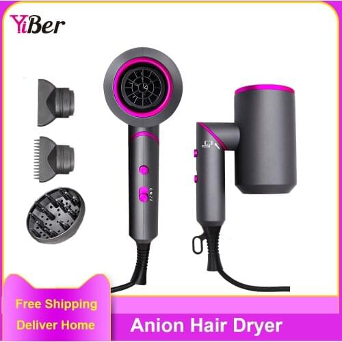 Anion Hair Dryer 2000W Professional Blow Dryer Aluminum Alloy Powerful Electric Cold Hot Air Dryer with Hair Dryer Diffuser