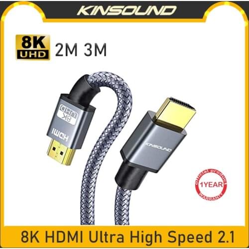 💕100% Authentic💕Kinsound 8K HDMI 2.1 Cable, 480Gpbs Ultra High Speed 8K/60Hz 4K/120Hz Dynamic HDR eARC HDMI Cord