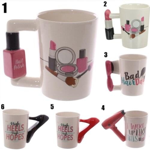 Creative Ceramic Mugs Girl Tools Beauty Kit Specials Nail Polish Handle Tea Coffee Mug Cup Personalized Mugs for women Gift
