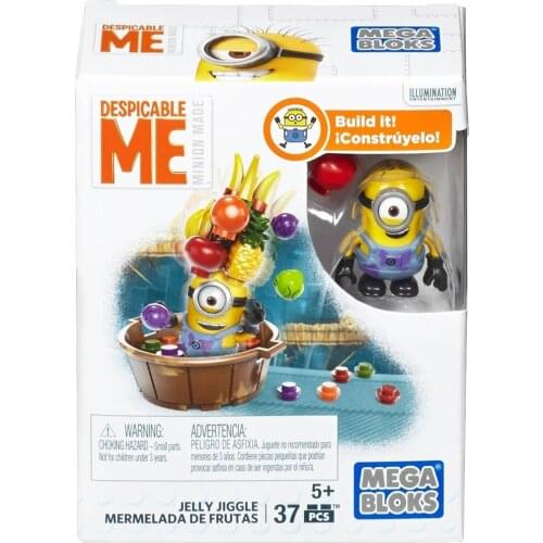 Mega Bloks Despicable Me Jelly Jiggle with Minion Figure 37pcs/pzs -5years old Children Toys Festival Christmas Gift