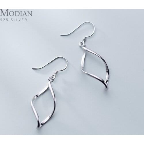 Modian Classic Fashion Spin Leaves Shape Drop Earring for Women Pure Sterling Silver 925 Hook Earring Original Fine Jewelry Gift