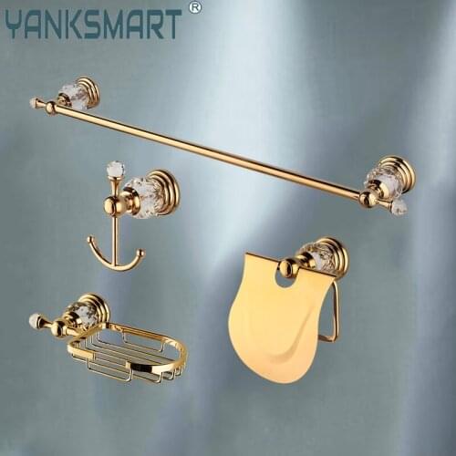 Bathroom Accessories Set Towel Rack, Paper Towel Rack, Soap Rack, Hook Bath Hardware Sets Toilet Sets Antique Brass Metal Golden