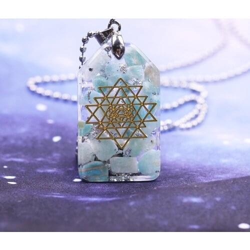 Orgonite Pendant Necklace Amazonite Natural Crystal Energy Chakra Jewelry Emf Protection Healing Orgone