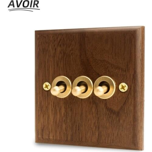 Avoir Black Walnut Solid Wood Toggle Switch Home Wall Light Switch Electrical Outlets Sockets and Switches EU French RJ45 USB