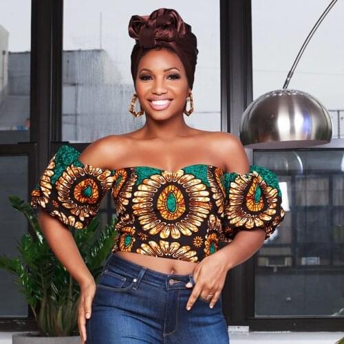 MD Off Shoulder Sexy Top For Women African Print Dashiki Hippie Clothes Ankara Wax Blouse Fashion Ladies Streetwear 2021 Spring