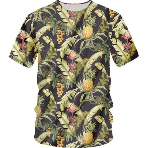 CJLM Casual T Shirt Hip-hop Hawaiian T-shirt Fashion T Shirts Fitness Print Men Oversize Dropship Pineapple Leaf Summer O-shirt