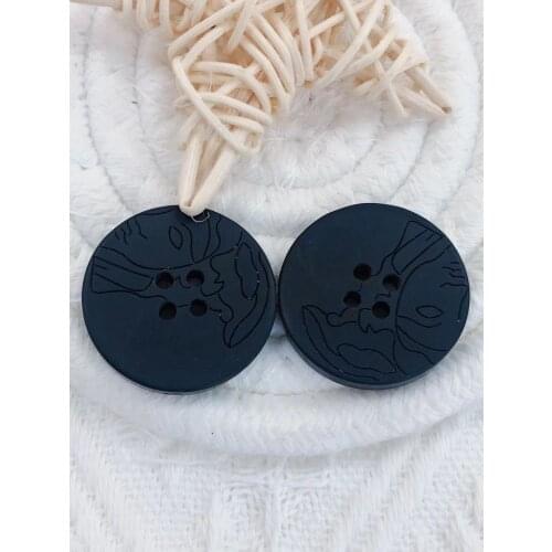 28MMResin Imitation Horn Black Large Buttons For Clothing Sweater Suit Coat Vintage Decorations DIY Accessories Wholesale