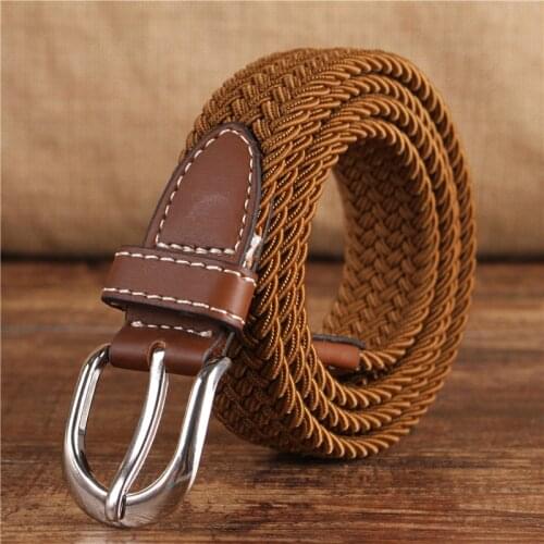 Fashionable and Versatile Narrow 2.5cm Elastic Pin Buckle Canvas Womens Belt