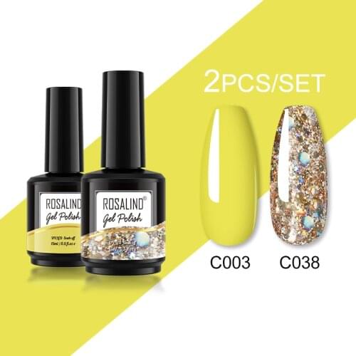 ROSALIND Gel Nail Polish 2Pcs/Set For Manicure Nails Art UV Gel Need Base Top Coat Vernis Semi permanent Nail Polish 15ML