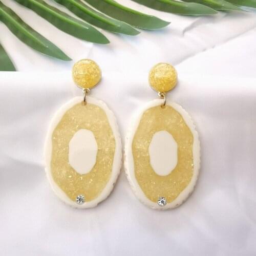 S925 silver needle accessories A2 new custom abnormity irregular golden color resin pretty stylish earrings earrings