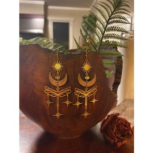 Celestial Dragonfly Opal Earrings, Hypoallergenic Wanderlust Jewelry