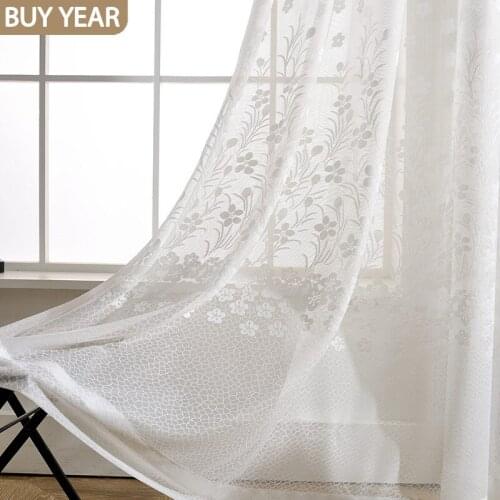 Modern Curtains for Living Dining Room Bedrooms Simple Pure Colored Jacquard Window Screen Modern Tulle Fashion Voile Curtains