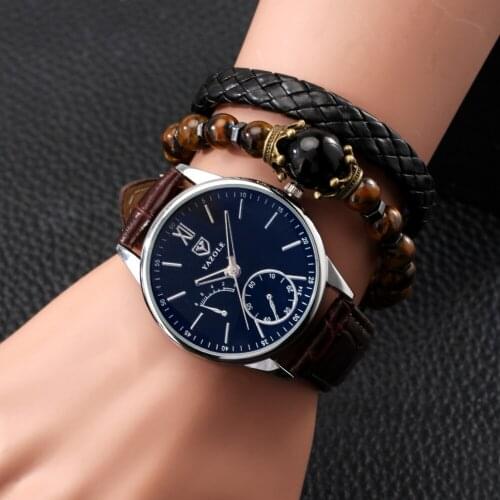 2021 Sprots Wristwatch Casual Wrist Watch Leather Band Stainless Steel Case Business Quartz Watch Wristwatch Calendar Clock Gift