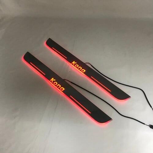 Express delivery led door sill plate strip welcome light threshold guard protectors for Hyundai kona 2018