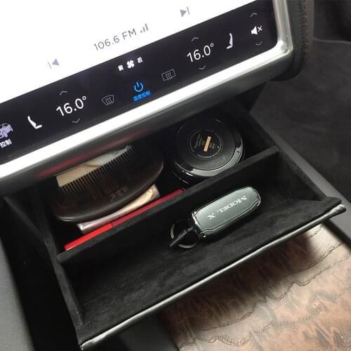 TEY Car Center Console Wooden Drawer Storage Box Glasses Box Customized for Model S Model X Accessories