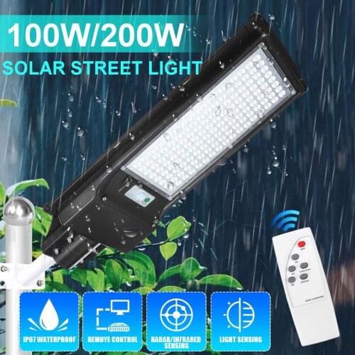 100W/200W LED Solar Lamps Street Light Wall Lamp Solar Powered Remote Radar Motion Light Control Outdoor Garden Yard Lighting