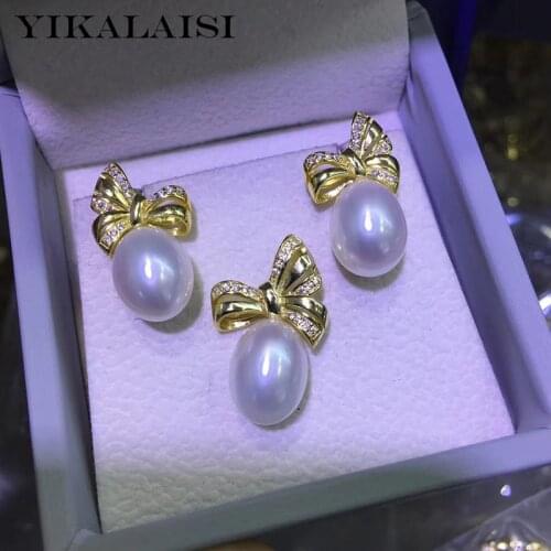 YIKALAISI 925 Sterling Silver Jewelry Pearl Sets 2019 Fine Natural Pearl jewelry 8-9mm Sets For Women wholesale