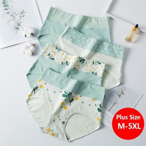 High Waist Plus Size M-5XL Women Panties Comfort Cotton Cute Print Ladies Underwear Seamless Briefs Female Breathable Lingerie