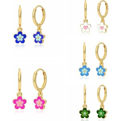 CANNERFashion Jewelry ins Blue Flower 2021 S925 Sterling Silver Loops Earring Pendant Earrings for Women Bohemian Joyero Gifts