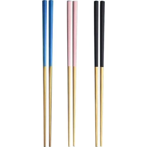 1 pairs Stainless Steel Chop stick Korean Chopsticks Metal Chopstick Sushi Japan Dinnerware Restaurant kitchen Flatware