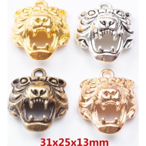 10 pieces of retro metal zinc alloy tiger pendant for DIY handmade jewelry necklace making 7361B