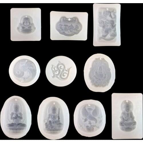10 Styles Guanyin Buddha Chinese Traditional Amulet Mold Yin Yang Taiji Jewelry Pendant Charms Mold Resin Casting Molds