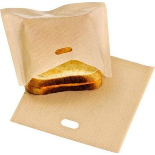 2pcs Toaster Bags For Grilled Cheese Sandwiches Made Easy Reusable Non-stick Baked Toast Bread Bags Fiberglass Toast Microwave
