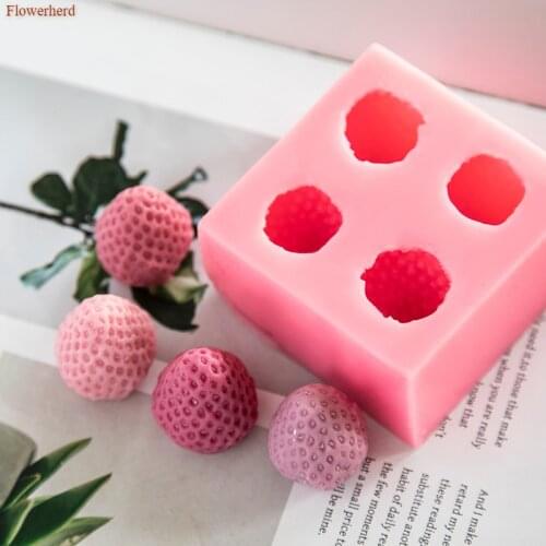 3d Silicone Mold 4-hole Strawberry Fondant Cake Silicone Mold Handmade Soap Mold DIY Chocolate Biscuit Mold Cake Decors