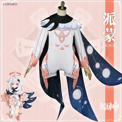 Anime! Genshin Impact Traveler Paimon Game Suit Lovely Jumpsuits Uniform Cosplay Costume Halloween Party Outfit Women 2020 NEW