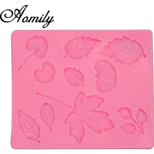 Aomily 10 Holes Maple leaf Flowers Shaped Silicone Molds DIY Handmade Fondant Cake Molds Sugar Craft Chocolate Moulds Decor Tool