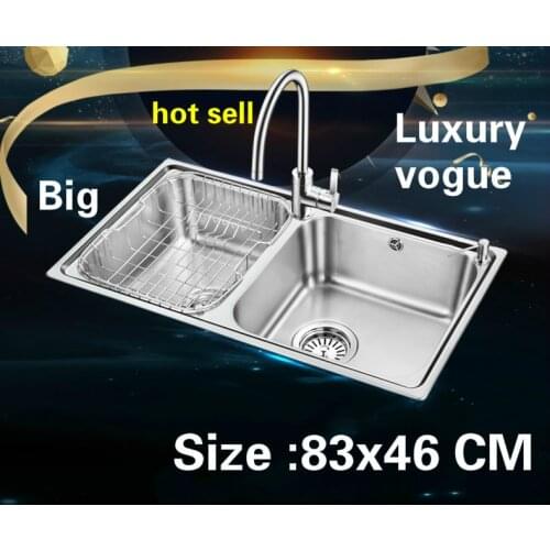 Free shipping Apartment kitchen double groove sink standard do the dishes 304 stainless steel big hot sell 83x46 CM