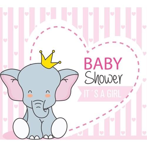 BIEPOTO Pink baby shower for girl elephant photography backdrop photo background cake dessert table banner photo booth prop b167