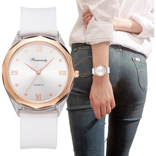 Simple Transparent plastic White Watches Women Fashion Casual Silicone strap Ladies Wristwatches Rome Dial Female Quartz Clock