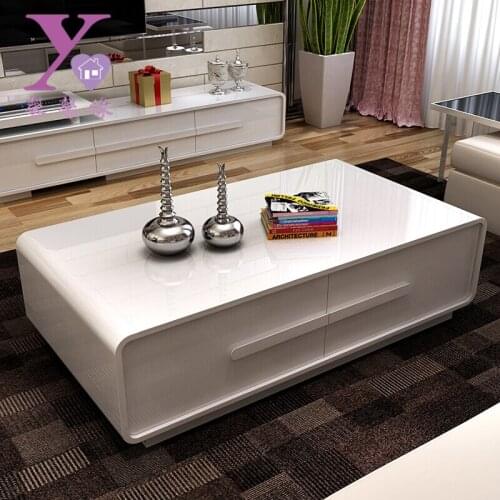 Toughened glass tea table, piano, baking paint, tea table, living room, modern simple storage, tea table TV cabinet combination