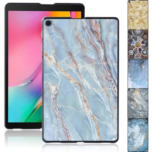 Tablet Case for Samsung Galaxy Tab A 10.1 2019 T510 T515 Marble Pattern Plastic Fashion Protective Shell Cover + Free Stylus