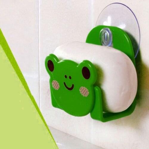 1pc Carton Print Dish Cloth Sponge Holder With Suction Cup Mini Bathroom Shelves Soap Holder Self-adhesive Kitchen Bathroom Hook