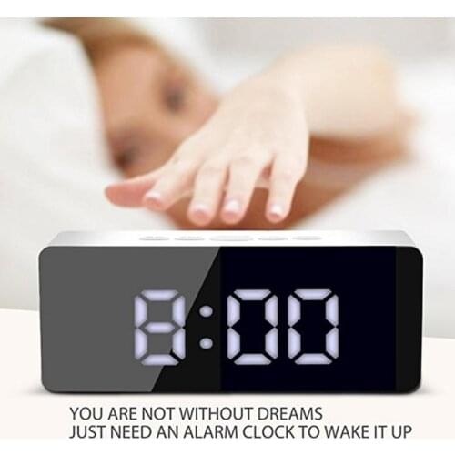 LED Mirror Alarm Clock Electronic Clocks Night Lights Thermometer Display Digital Snooze Table Clock Home Decoration Clock