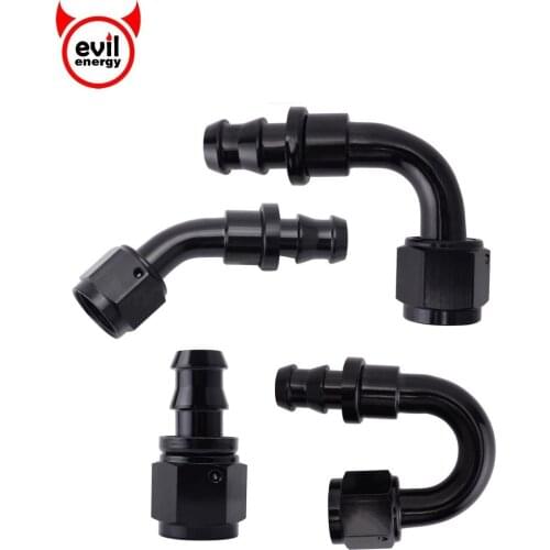 Evil Energy Aluminum AN10 Push On Straight 90 45 180 Degree Oil / Fuel AN Hose Rubber Tube Hose End Fitting Adaptor Spare Parts