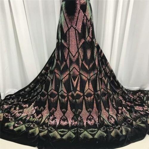 French Net Lace Fabric With Bronzing Velvet Fabric green 2020 black High Quality Lace African Lace Fabric For Wedding Sewing