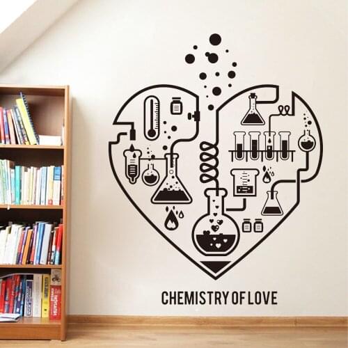 Chemistry Wall Decals Science Abstract Heart Vinyl Wall Decal for Laboratory Classroom Chemistry Science Decor Sticker X868