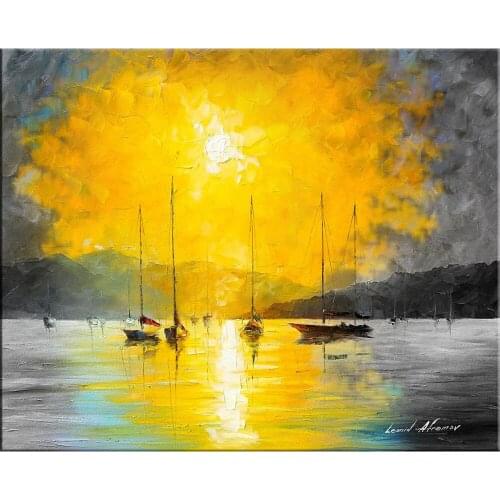 Hand painted canvas art seascapes Baja California Abstract painting Landscapes Gold black and white modern artwork for office
