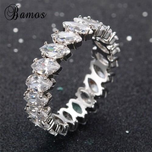 Bamos Fashion Women White Leaf Ring Silver Color Ring Promise Engagement Rings For Women Fashion Jewelry Gift