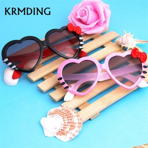 KRMDING 2018 fashion summer cartoon cute heart-shaped bow cat glasses sunglasses baby sun glasses kid girl boy child goggles