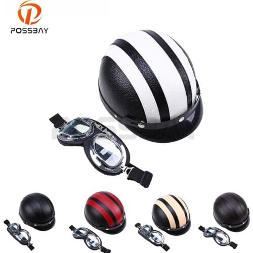 Vintather Helmet Moto Ski Motociclge Motorcycle Leaeta Capacete Casco Casque Cruiser For Cafe Racer ATV Half Helmets/UV Goggles