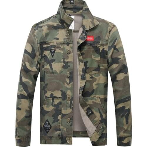 2021 Warm Men Military Camouflage Jacket Jacket Denim Jackets Male Personality Badge Urban Ruins Fashion Slim Stretch Outwears