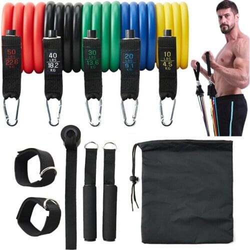 150lbs Resistance Bands Elastic Tube Set Full Body Workout Portable Strength Exercises Pull Ropes Gym Expander Fitness Equipment