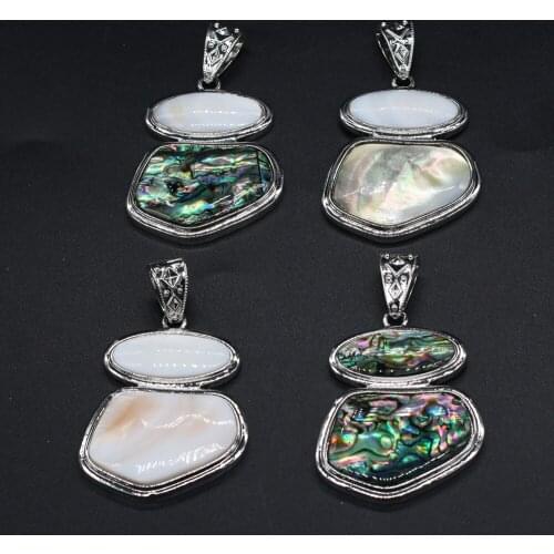 Natural White Shell Charms Beautiful Irregular Abalone Shell Pendant for Women Jewelry Making DIY Necklace Accessories 45x51mm